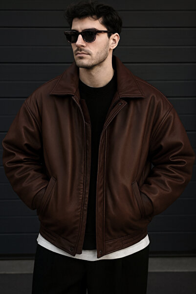 Delpino Oversize Black Leather Jacket