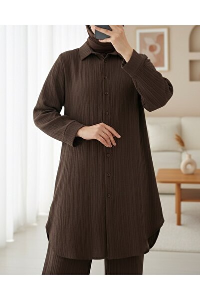Modamorfo Buttoned Long Pants Crinkle Suit -K. Coffee
