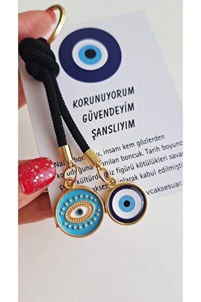 Svc Aksesuar Δώρο Vip Μπρελόκ με διπλές χάντρες κακού ματιού και μπλε μάτια -...
