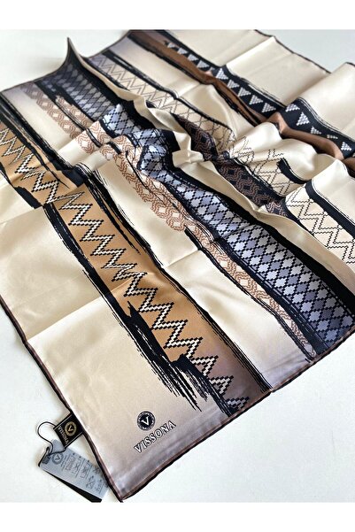 Vissona Μεταξωτό μαντήλι Tivil 50935 - 3 - 0003 - 0004 Αφηρημένο σχέδιο σε κρεμ μπεζ