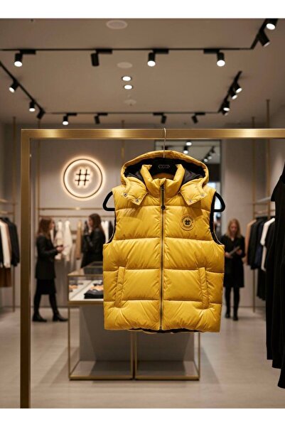 YusGos Unisex Baby Girl/Boy Waterproof Zippered Hooded Pocket Inflatable Padded Vest (2-15 Years) Yellow