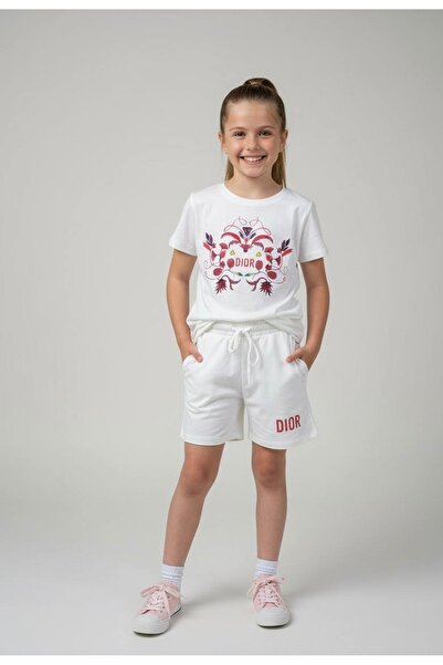 YusGos Girl's Cotton Floral High Quality Shorts Set (3-15 Years) White 4 Years