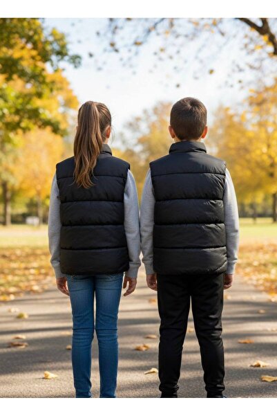 YusGos Unisex Baby Girl/Boy Waterproof Inflatable Padded Vest with Zipper Pockets (2-15 Years) Black 4 Years