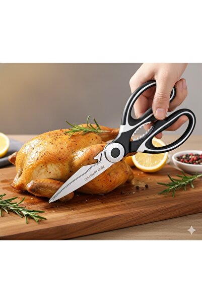 Genel Markalar Çok Amaçlı Mutfak Makası Tavuk Sebze ve Balık Kesme Makası Siy...
