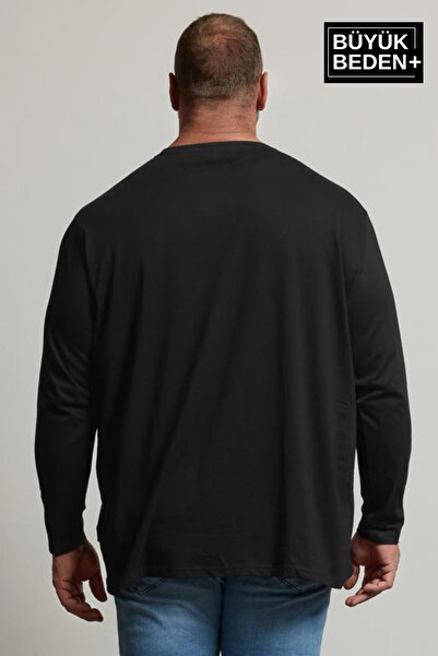 Superlife Ανδρικό μακρυμάνικο μπλουζάκι με λαιμόκοψη 2 κλωστών σε μεγάλο μέγεθος