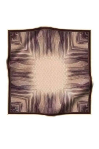 Vissona Μεταξωτό μαντήλι Tivil 10659 - 1 - 0004 Μοτίβο μονόγραμμα σε μπεζ καφέ χρώμα