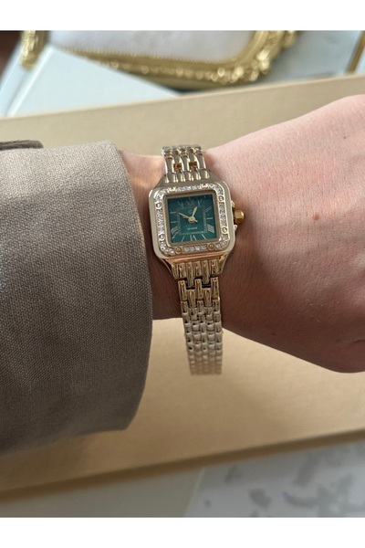 HOUSEKİ ساعة يد نسائية بحزام من القش المطرز بالحجر