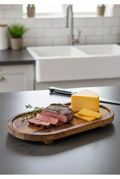 DECOVIBE Doğal Iroko Sunum Tahtası Şarküteri Tabağı