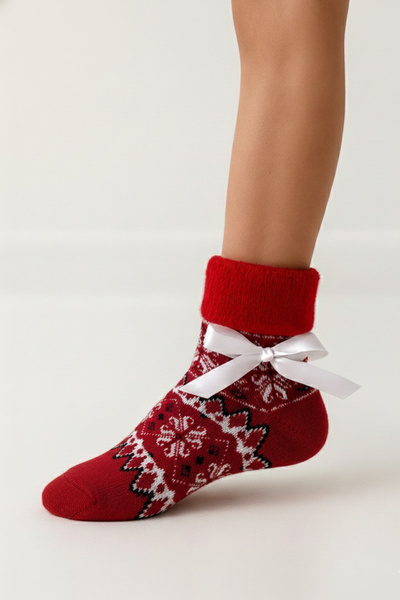 Hakan Collezione Women's Thick Red Towel Thermal Christmas Stockings