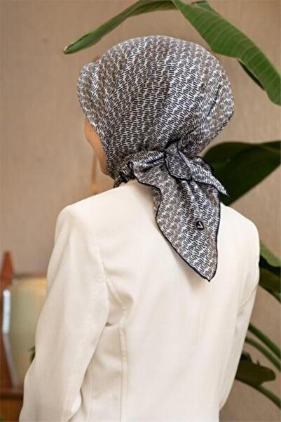 Vissona Μεταξωτό μαντήλι Tivil 60992 - 9 - 0003 - 0033 Λευκό Ναυτικό Μπλε Γκρι Μοτίβο