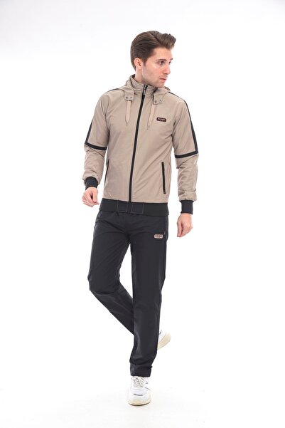 SOCCER Twill Penye Kumaş Çıkma Kapüşonlu Erkek Spor Eşofman Takımı 4351