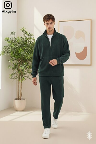 ATKGİYİM spor takım oversize dik yaka fermuarlı swett*** süper baggy alt eşof...