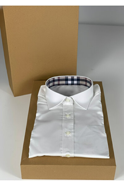 YusGos Women's Long Sleeve Easy Iron Cotton Satin Regular Plaid Detailed High Quality Premium Office Shirt