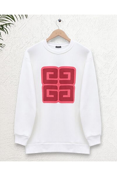 Modamorfo Світшот з коміром-стійкою та принтом літер - білий