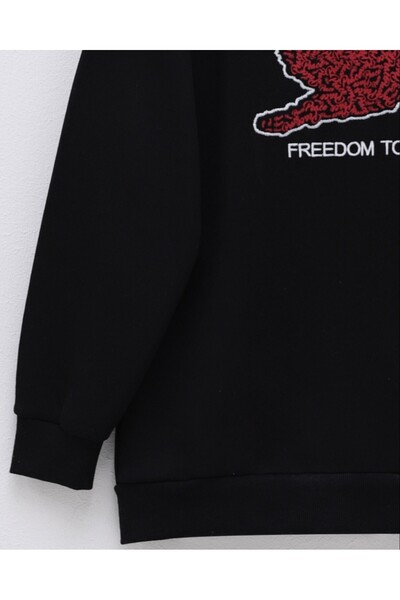 Modamorfo Bird Printed Rose Gold Crew Neck Sweat