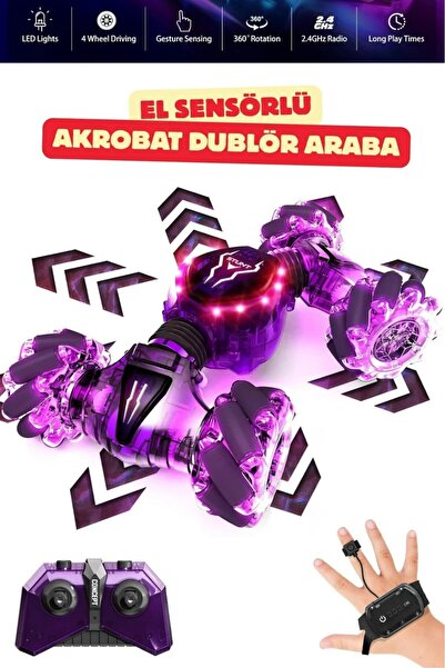 dekan toys Uzaktan Kumandalı Şarjlı Led Işıklı Bilekten Kontrollü Araba El Sensörlü Akrobat Araba Elle kumanda