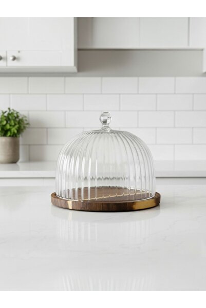 Luca Mia Breeze Acacia Glass Covered Cake Pan 25 cm