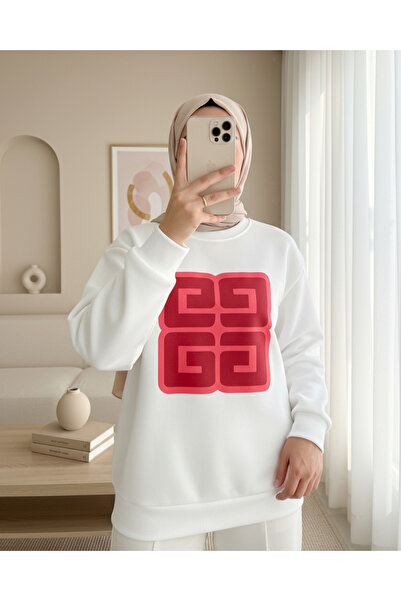 Modamorfo Світшот з коміром-стійкою та принтом літер - білий