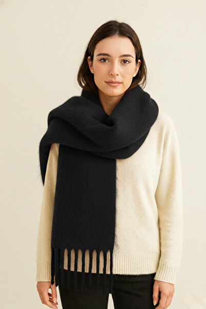 Bermody Pufați Negru Șal pentru Femei cu Textură Moale 50x190 cm