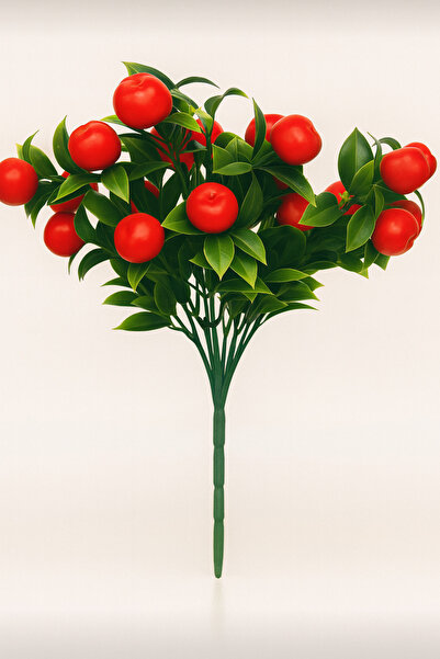 etxShop باقة زهور اصطناعية مع أوراق كثيفة وثمار خضراء، تفاح اصطناعي بطول 35 سم