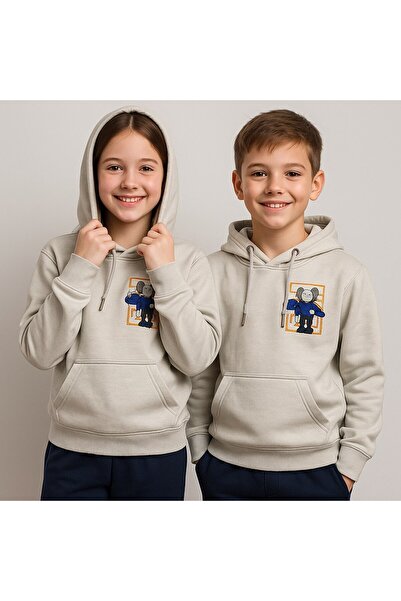 YusGos Unisex Girls/Boys Cotton Hooded Printed High Quality Sweatshirt (4-15 Years) Gray 8-9 Years