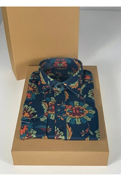 YusGos Long Sleeve Cotton Easy Iron Shawl Pattern Regular Fit Premium Men's Shirt Multi Color m