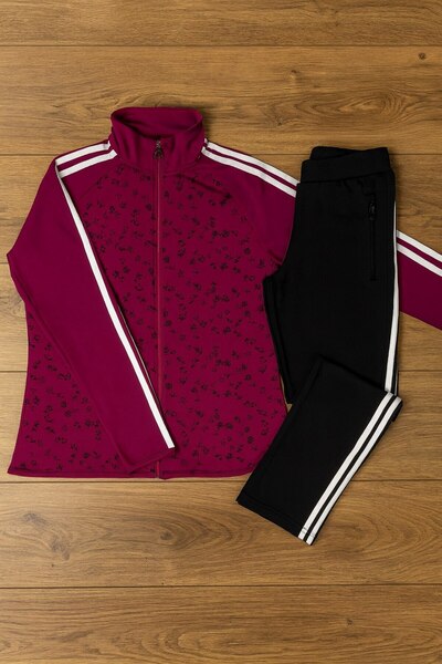 YusGos Women's Zippered Diving Scuba Fabric High Quality Bottom Top Sports Tracksuit Set Purple L