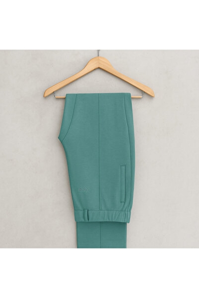 YusGos Cotton Fabric Embossed Striped (piped) Buttoned Basic Comfortable Cut Trousers Green m