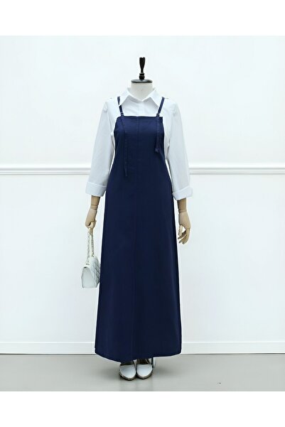 Modamorfo Gabardine Gilet Dress with Strap - Navy