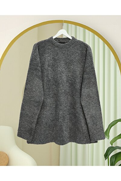 Modamorfo Pulover tricotat casual cu gât rotund - afumat