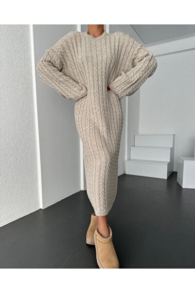 Modamorfo Hair Knitwear Dress -Stone