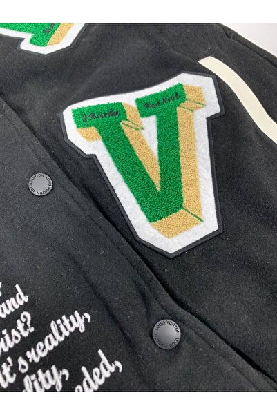 YusGos Unisex Women/Men Embroidered on the Back and Front Special Design High Quality College Coat Jacket Black