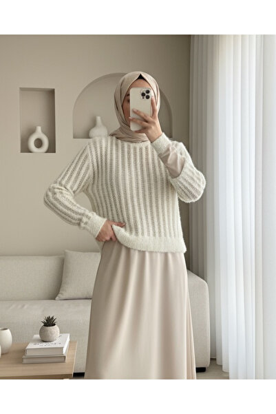 Modamorfo Patikka В'язаний м'який пуф-светр - Екрю