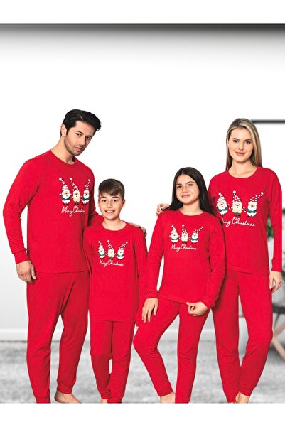 YusGos Santa Claus Printed Cotton Girls' New Year Family Pajamas Set Red 13-14 Years Old