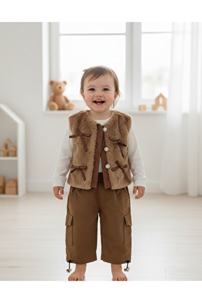 YusGos Baby Girl Monthly Pants Plush Vest Combed Cotton Sweat Suit Multi-Colored 0-6 Months