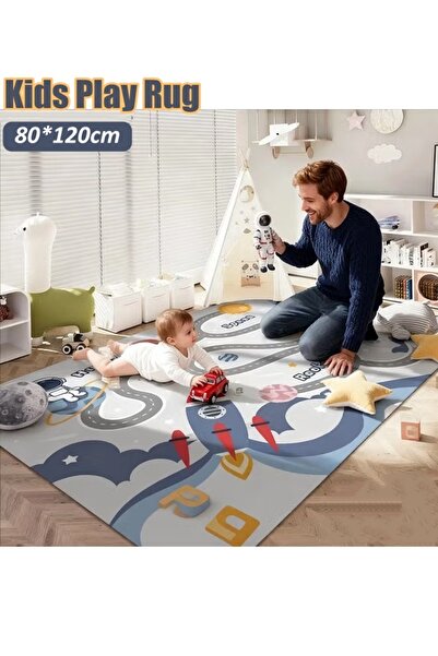 Generic سجادة لعب للأطفال 80*120 سم، سجادات غرف نوم الأطفال غير القابلة للانزلاق، سجادات مخملية كريستالية للأطفال، سجادة منطقة اللعب