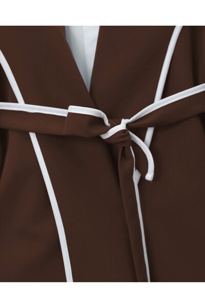 Modamorfo Belted Piping Trousers Suit - Brown
