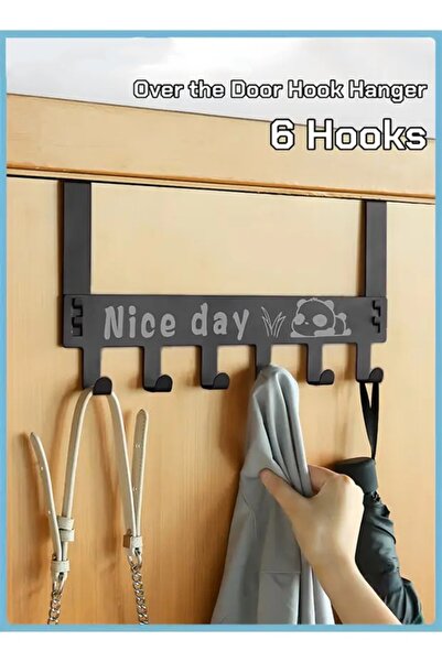 Generic Over The Door Hook Hanger 6 Hooks Towel Rack Silent Super Load-bearing Over Door Hanger Towel Hook