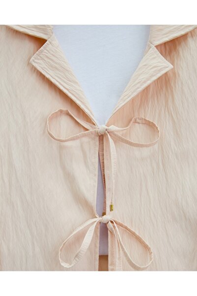 Modamorfo Double Breasted Collar Double Lace Skirt Suit -Beige