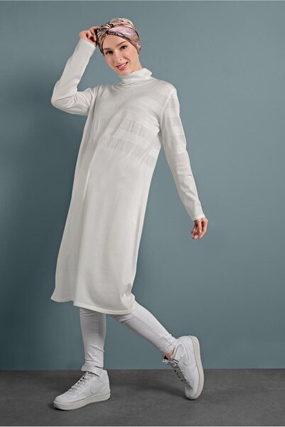Alvina Silvery Detailed Knitting Tunic 40020