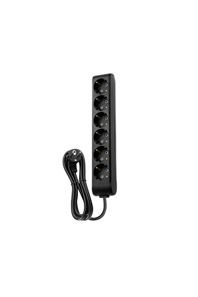 VİKO Altılı Çoklu Priz, Topraklı, Uzatma Kablosu, 6lı, 3m, Siyah