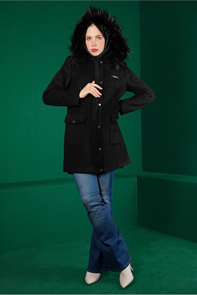 Alvina Jachetă cu glugă din blană 90252