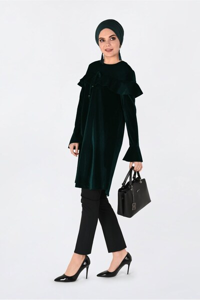 Alvina Velvet Tunic with Shoulder Volanes 4789