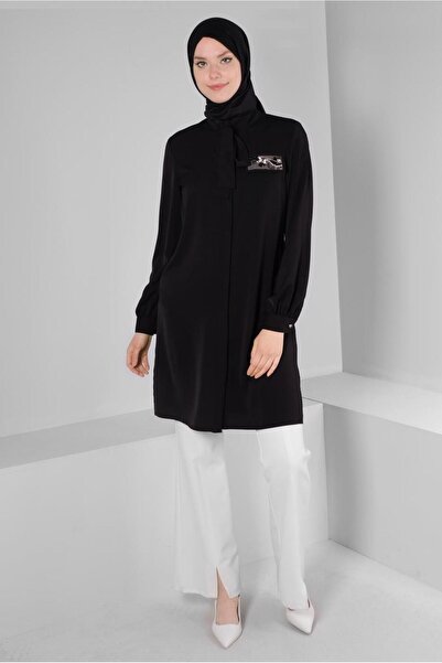 Alvina BEAD EMBROIDERY DETAILED SCARF COLLAR TUNIC 43530