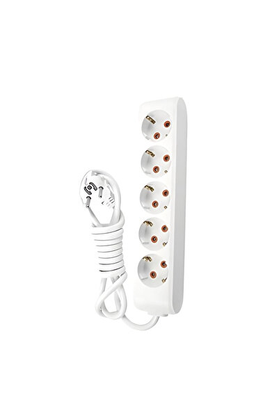 VİKO Beşli Çoklu Priz, Topraklı, Uzatma Kablosu, 5li, 2m, Beyaz