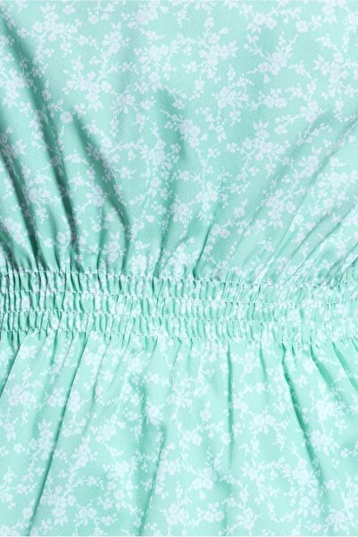 Alvina Floral Patterned Rubber Waist and Cuff Blouse - 42888