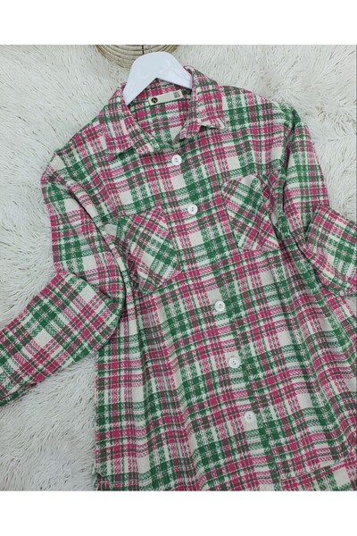 Modamorfo Πουκάμισο Tweed με διπλή τσέπη με κουμπιά - Ροζ