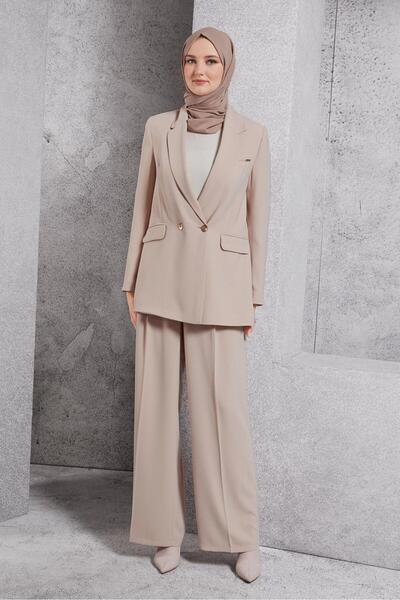 Alvina 30504 Model Double-Breasted Collar and Trousers Set