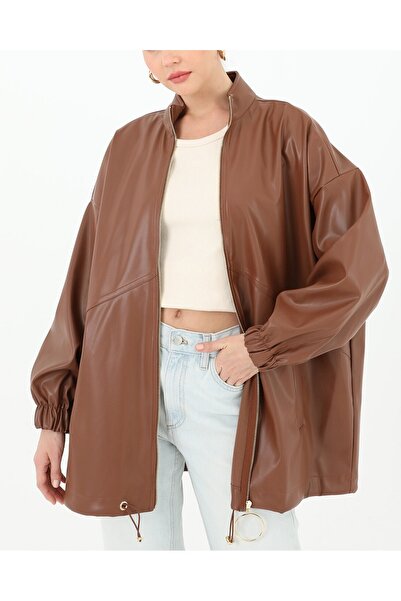 Modamorfo Palton din piele cu fermoar frontal - 15120MNT