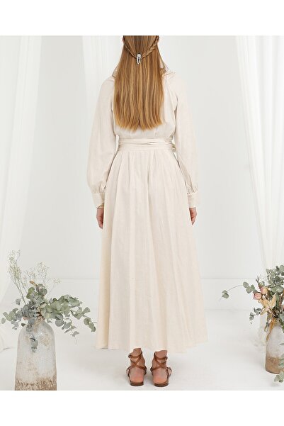 Modamorfo Γυναικείο φόρεμα με λεπτομέρεια με κουμπιά και γιακά δικαστή - 20688ELB